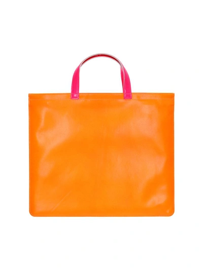 Comme Des Garçons Leather Super Fluo Tote Bag In Orange
