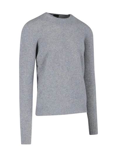 Drumohr Ribbed Crewneck Sweater Soft Texture In Grey