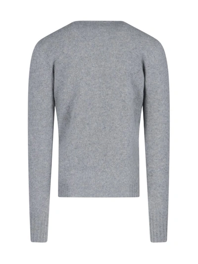 Drumohr Ribbed Crewneck Sweater Soft Texture In Grey