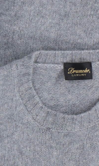 Drumohr Ribbed Crewneck Sweater Soft Texture In Grey