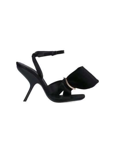 Ferragamo Heel Sandals With Bow Detail And Open Toe In Black