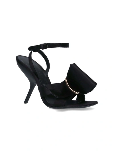 Ferragamo Heel Sandals With Bow Detail And Open Toe In Black