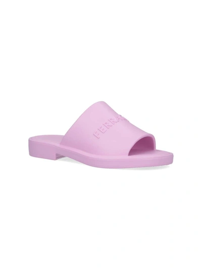 Ferragamo Chunky Sole Logo Slide Sandals In Pink