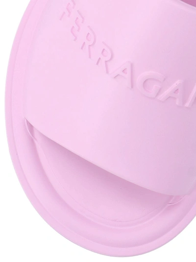Ferragamo Chunky Sole Logo Slide Sandals In Pink