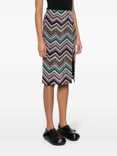 Shop Missoni Skirt With Slit In Multicolour