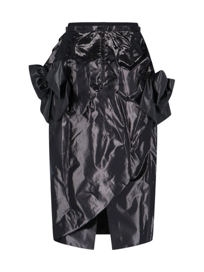 Maison Margiela Bow-detail Pencil Midi Skirt In Black
