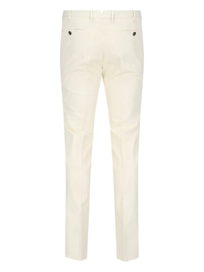 Pt Torino Back Slit Stretch Cotton Blend Trousers In White