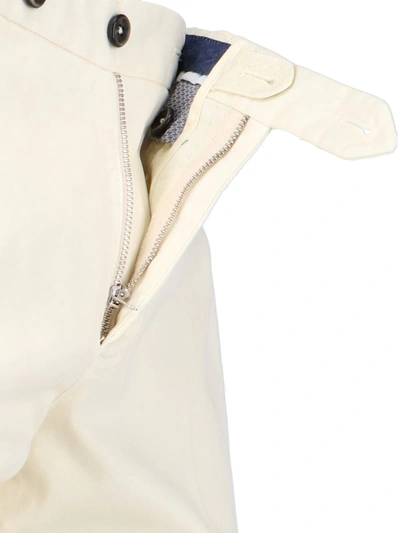 Pt Torino Back Slit Stretch Cotton Blend Trousers In White
