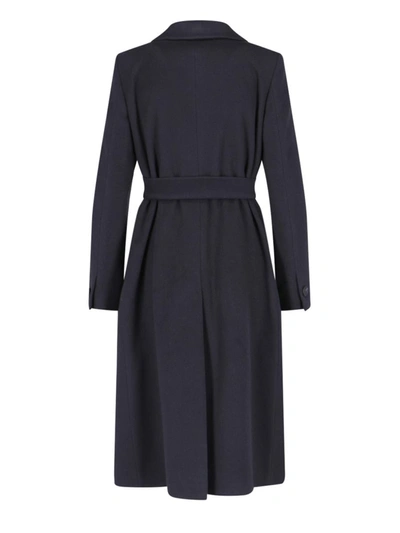 Tagliatore Waist Belted Long Length Jacket In Black
