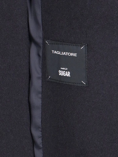 Tagliatore Waist Belted Long Length Jacket In Black