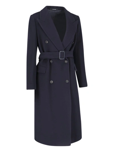 Tagliatore Waist Belted Long Length Jacket In Black