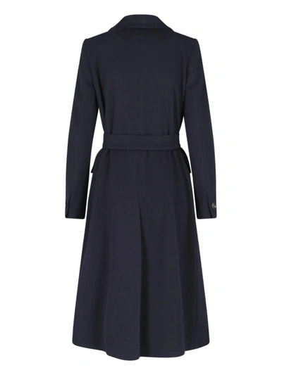 Tagliatore Waist Belted Long Length Jacket In Black