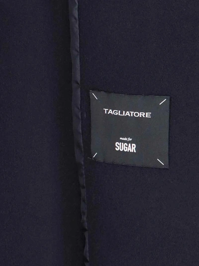 Tagliatore Waist Belted Long Length Jacket In Black