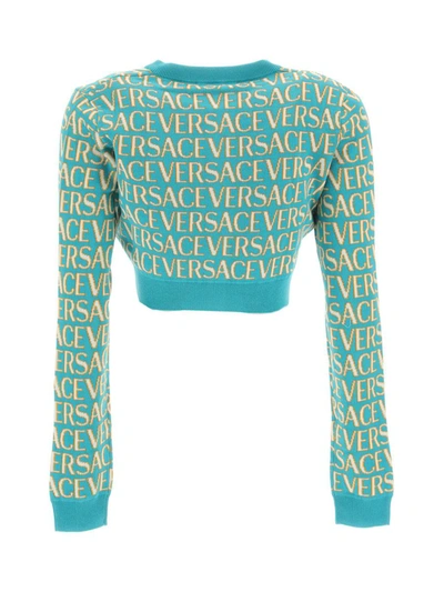 Shop Versace Knitwear In Turquoise+azzurro