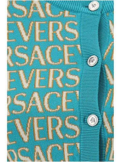 Shop Versace Knitwear In Turquoise+azzurro