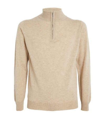 Shop Harrods Cashmere Zip-up Sweater In Ivory