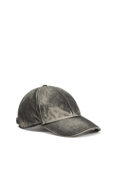 Shop Diesel Baseball Cap In Washed Denim In Black