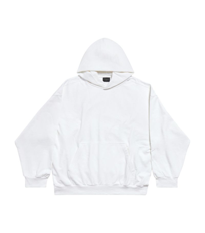 Shop Balenciaga Cotton Logo Hoodie In White