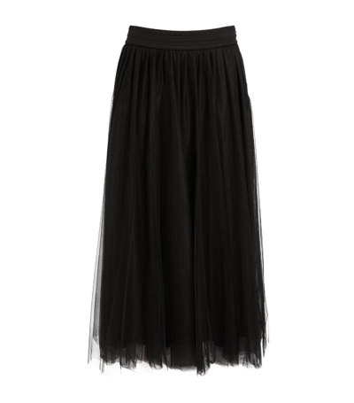 Shop Fabiana Filippi Tulle Gathered Midi Skirt In Black
