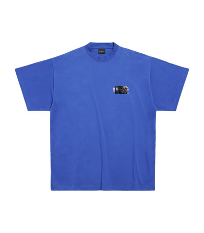 Shop Balenciaga Cotton Oversized T-shirt In Blue