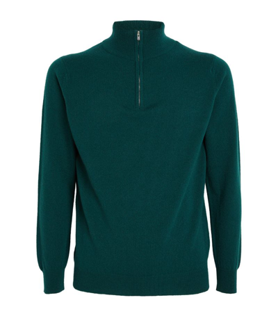 Shop Harrods Cashmere Zip-up Sweater In Green