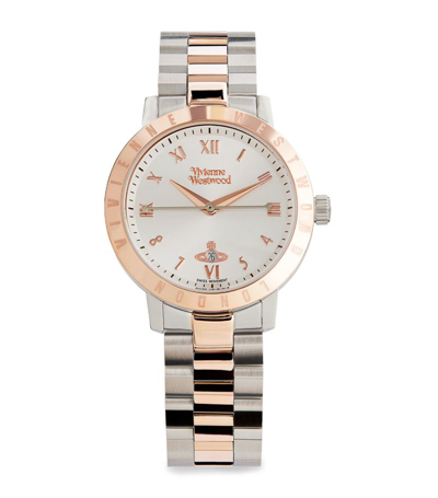 Shop Vivienne Westwood Stainless Steel Bloomsbury Quartz Watch 35mm In Rose Gold
