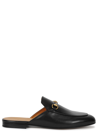 Shop Gucci Princetown Leather Backless Loafers In Black