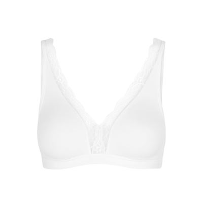 Shop Hanro Lace-trimmed Soft-cup Bra In White