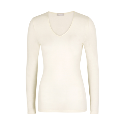 Shop Hanro Wool And Silk-blend Top In Cream