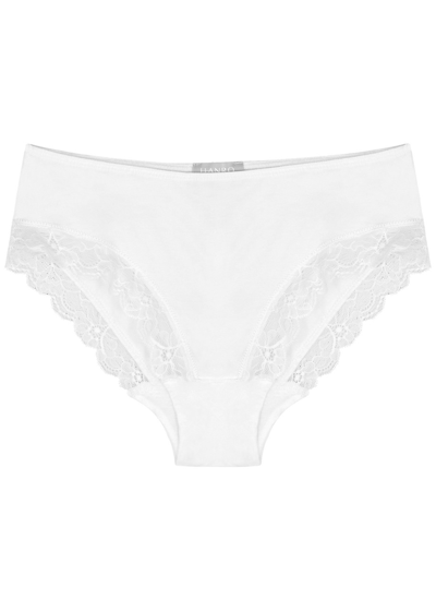 Shop Hanro Nude Lace-trimmed Briefs In White
