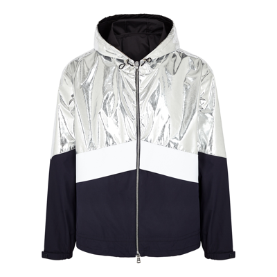 Shop Moncler Quinic Navy And Silver Shell Jacket, Jacket, Navy And Sliver In Blue
