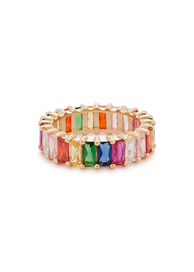 Shop Rosie Fortescue Rainbow Embellished Ring In Gold