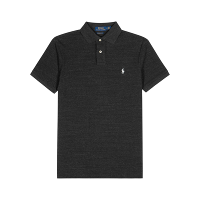 Shop Polo Ralph Lauren Custom Slim Piqué Cotton Polo Shirt In Dark Grey