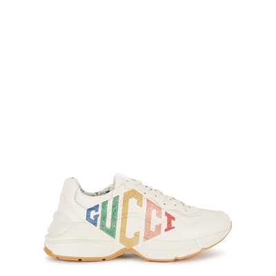 Shop Gucci Rython Logo-print Leather Sneakers In White