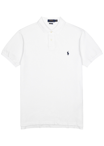 Shop Polo Ralph Lauren Slim Piqué-cotton Polo Shirt In White