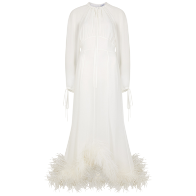 Shop 16arlington Davies Feather-trimmed Dress In White