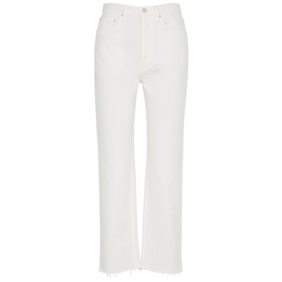 Shop Totême Cropped Straight-leg Jeans In Off White