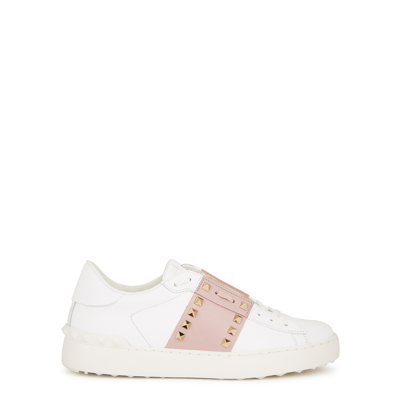 Shop Valentino Rockstud Untitled White Leather Sneakers, Sneakers