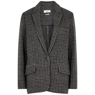 Shop Isabel Marant Étoile Charly Houndstooth Wool Blazer In Anthracite
