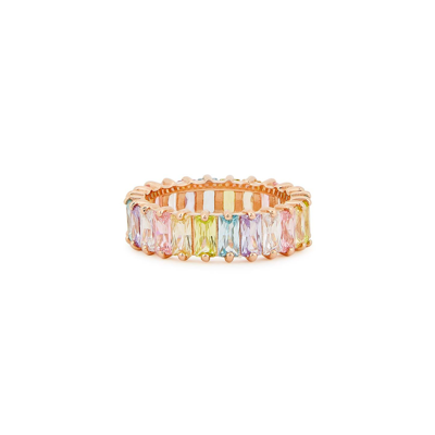 Shop Rosie Fortescue Crystal-embellished 18kt Rose Gold-plated Ring