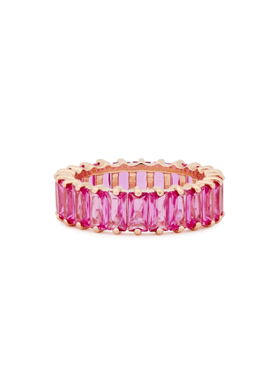 Shop Rosie Fortescue Crystal-embellished Ring In Pink