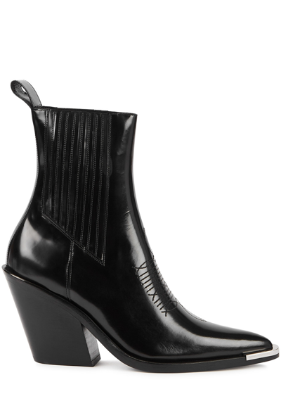 Shop Rabanne Santiag 90 Black Leather Ankle Boots