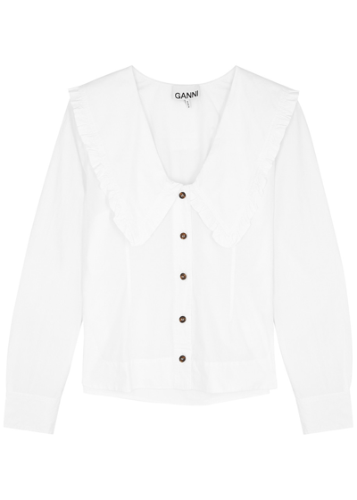 Shop Ganni Cotton-poplin Shirt In White