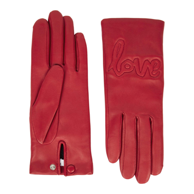 Shop Agnelle Moor Love Leather Gloves In Red