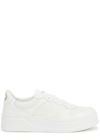 Gucci Gg Fabric And Leather Sneakers In White