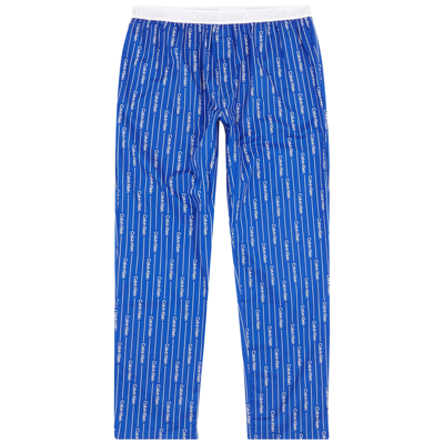 Shop Calvin Klein Blue Logo-print Stretch-cotton Pyjama Trousers