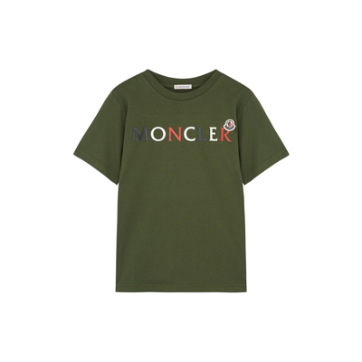 Shop Moncler Kids Logo Cotton T-shirt (8-10 Years) In Green