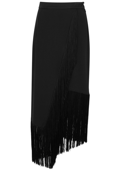 Shop Taller Marmo Bossa Nova Black Fringe-trimmed Midi Skirt