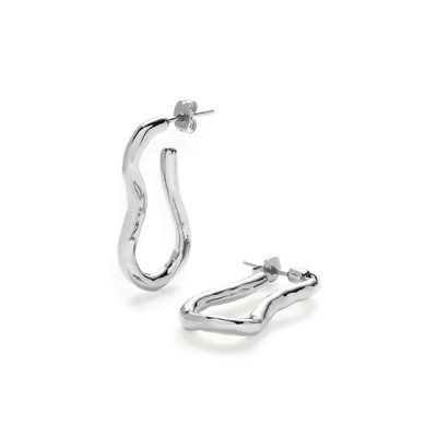 Shop Missoma Molten Ovate Silver-plated Hoop Earrings