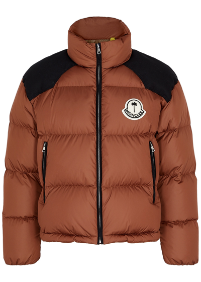 Shop Moncler Genius 8 Moncler Palm Angels Nevin Quilted Shell Jacket In Brown
